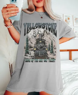 Train Station - One Way Ticket Bella or Comfort Colors Yellowstone Tee