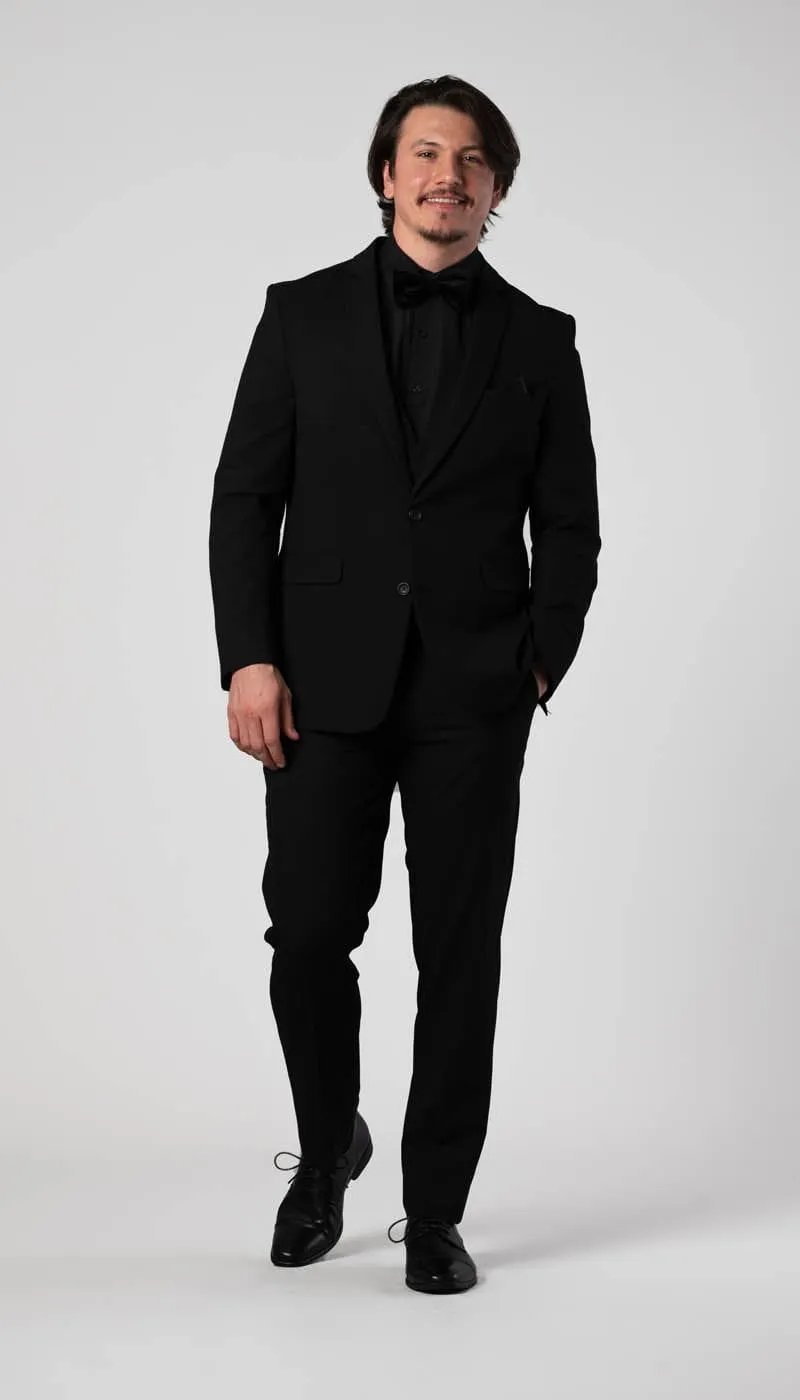Trim Fit 3 Piece Suit Black