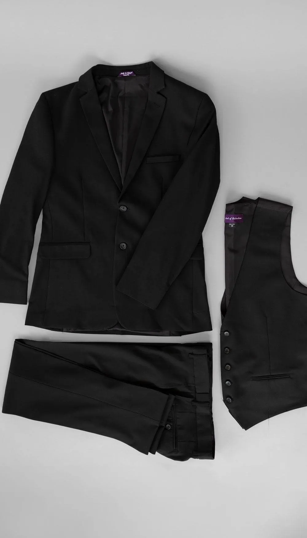 Trim Fit 3 Piece Suit Black