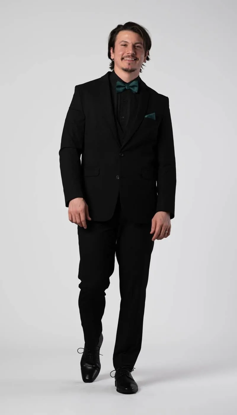 Trim Fit 3 Piece Suit Black