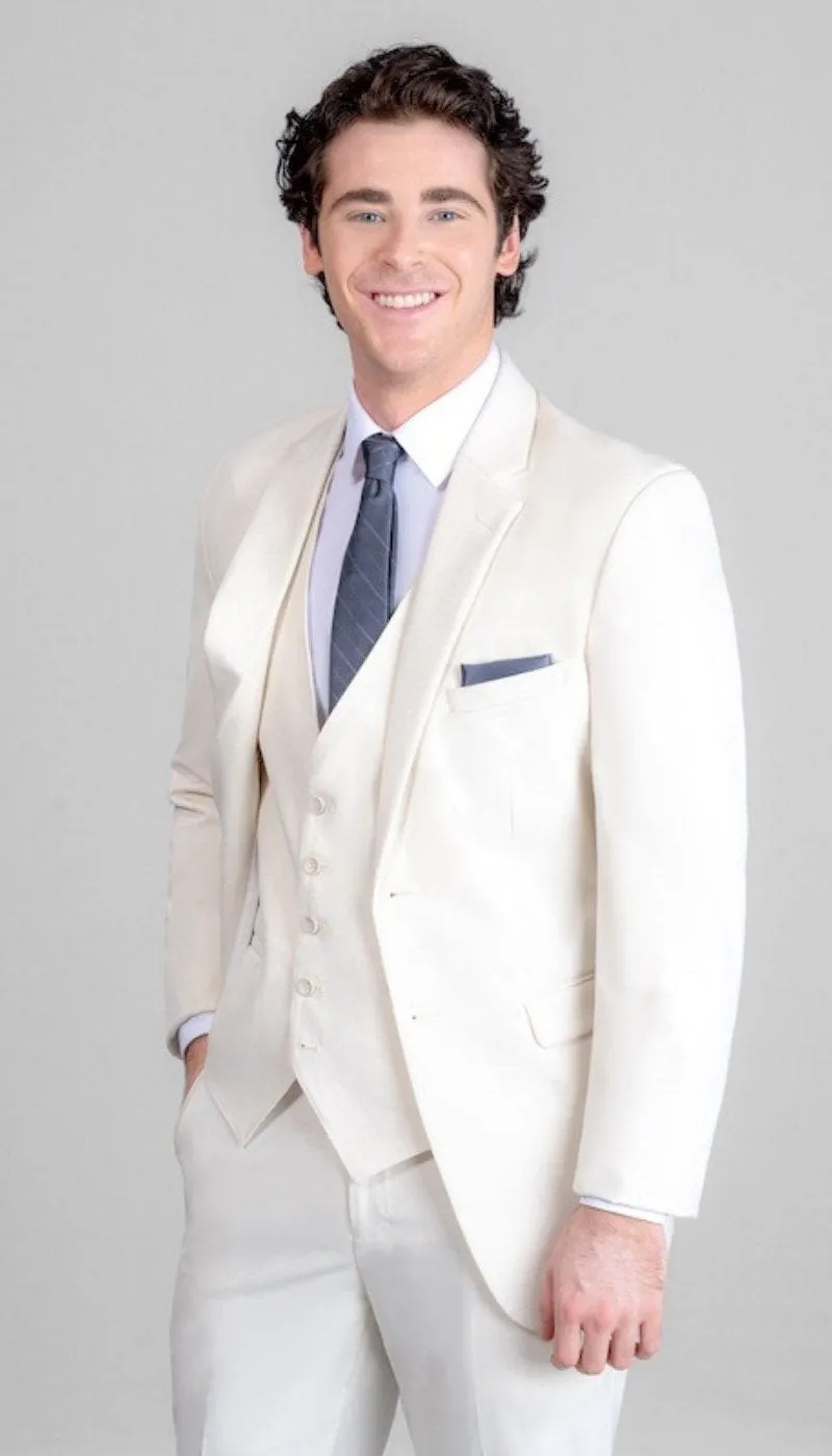 Trim Fit 3 Piece Suit Creme