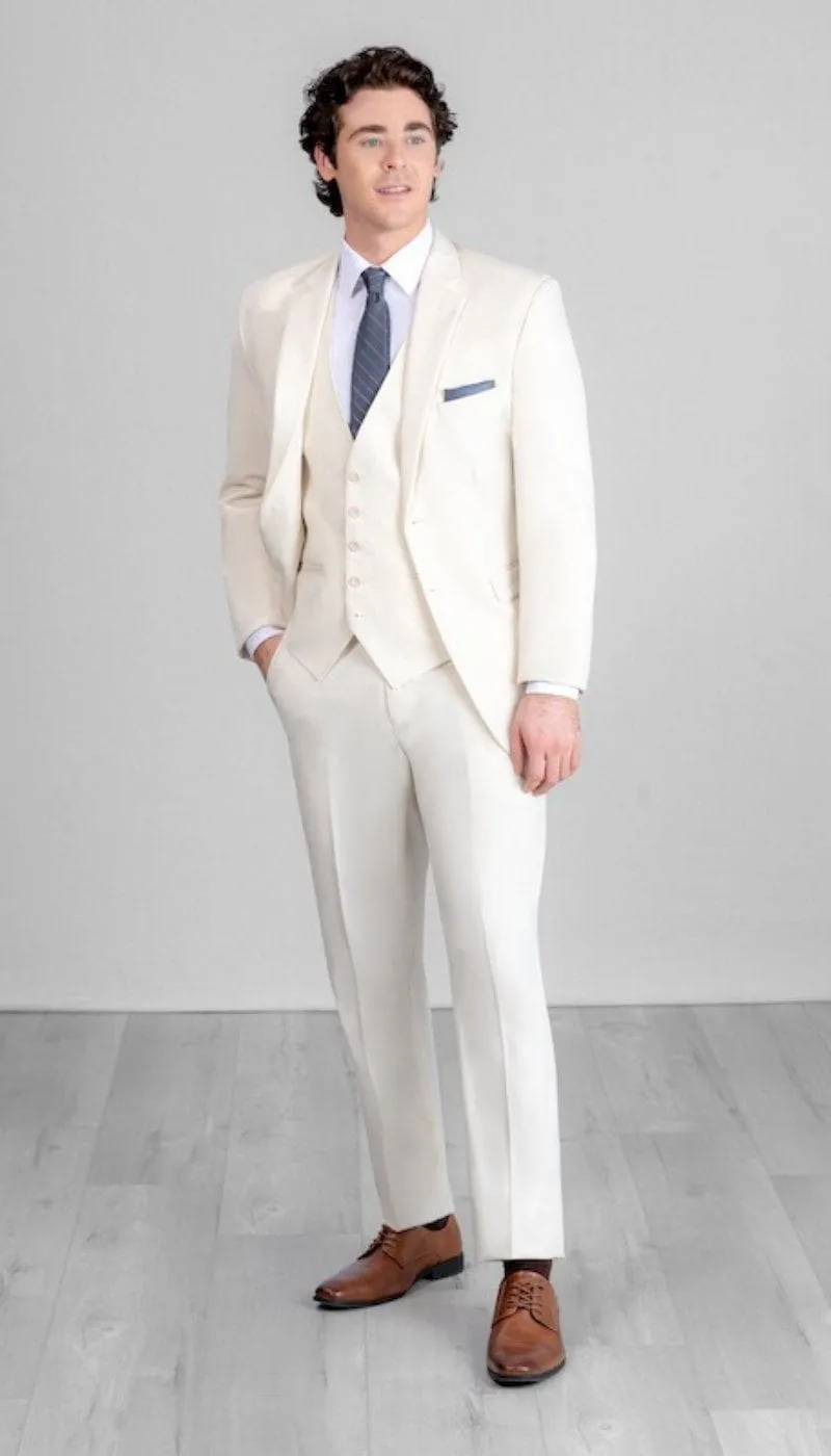 Trim Fit 3 Piece Suit Creme