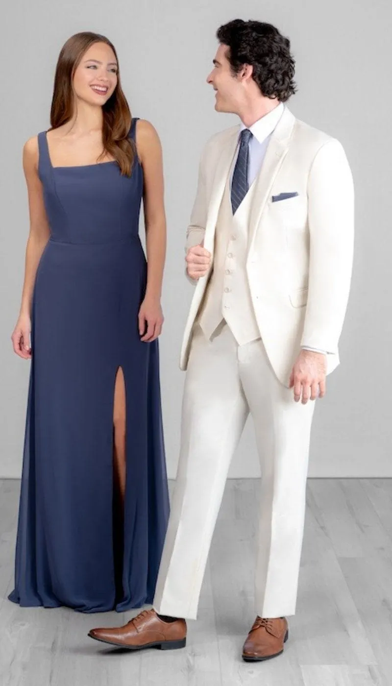 Trim Fit 3 Piece Suit Creme