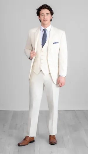 Trim Fit 3 Piece Suit Creme