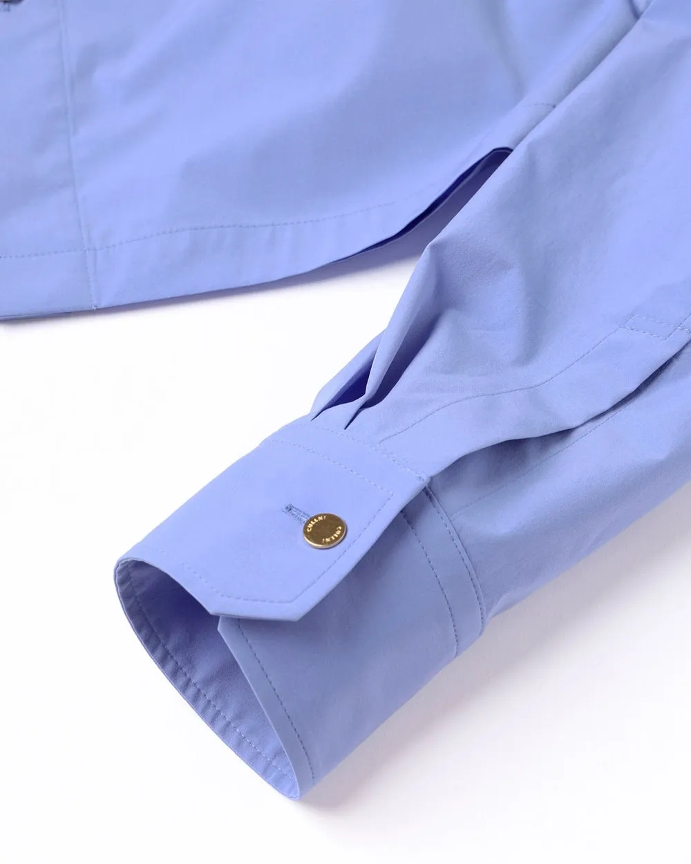 Typewriter Asymmetrical Cropped Chun Tab Shirt - Blue