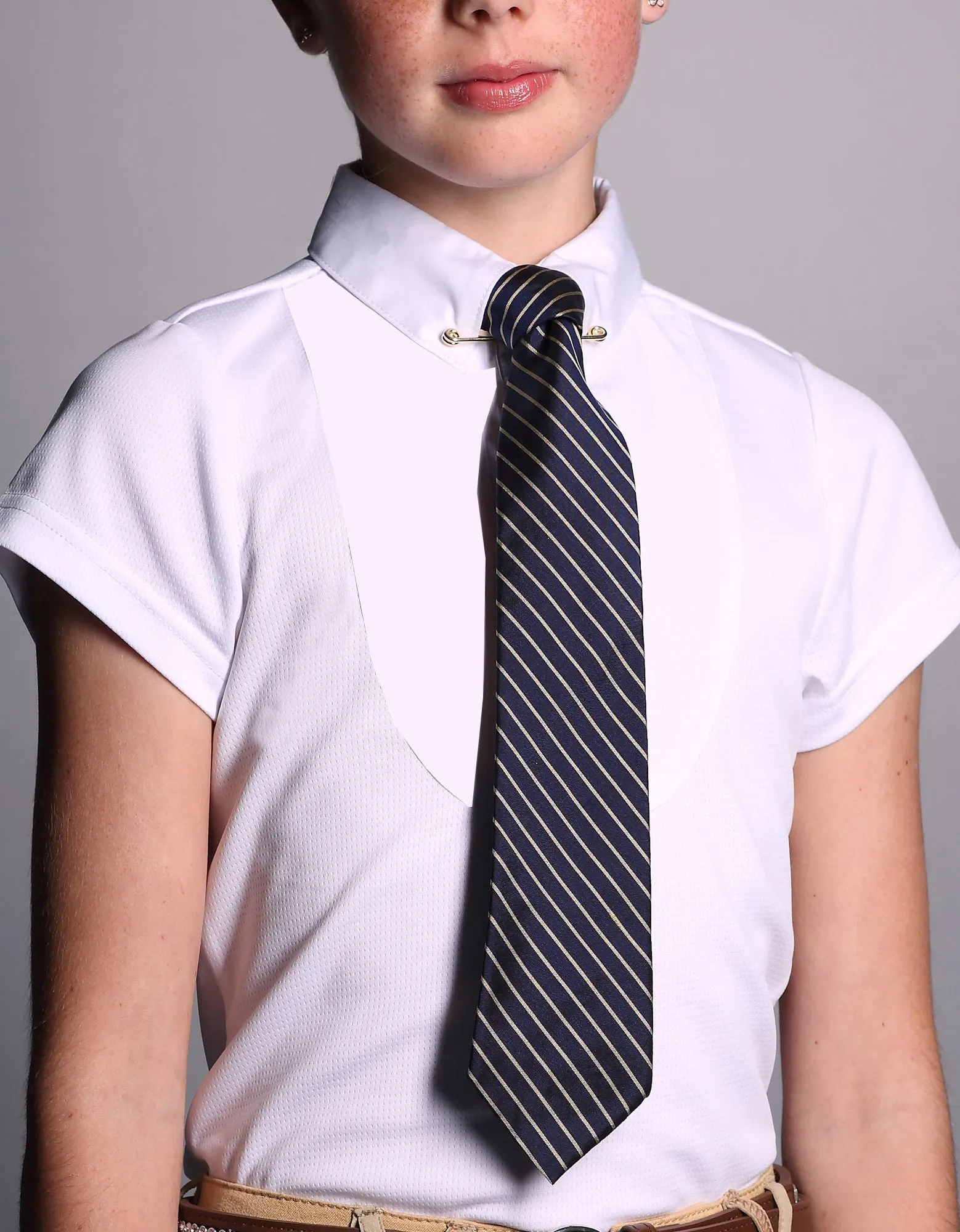UNISEX Childs Pony Club White Collared Short Sleeve Show Shirt