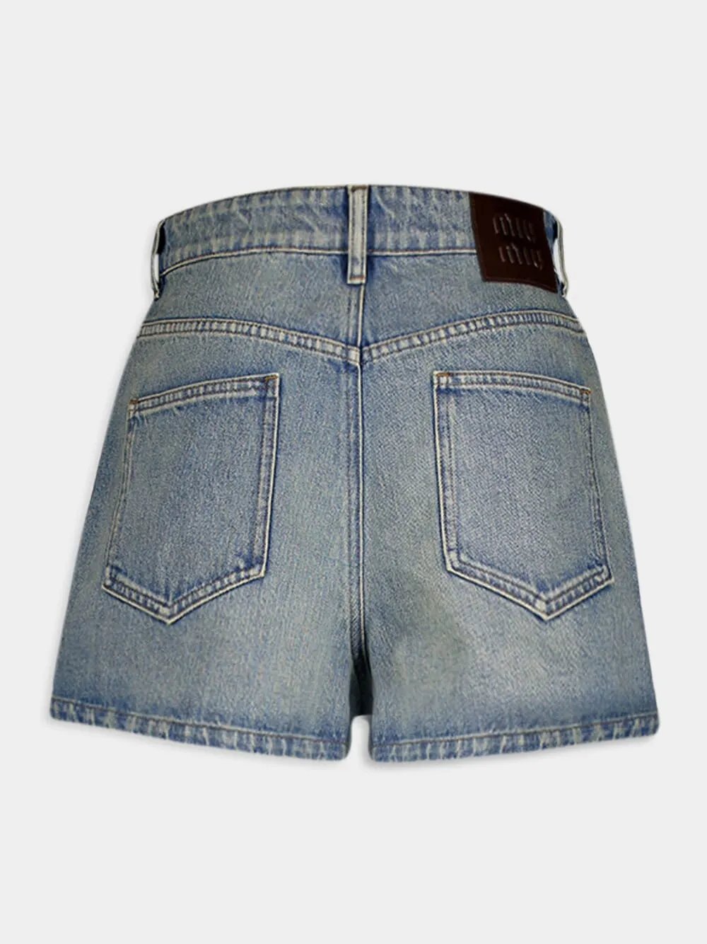 Washed Denim Casual Shorts