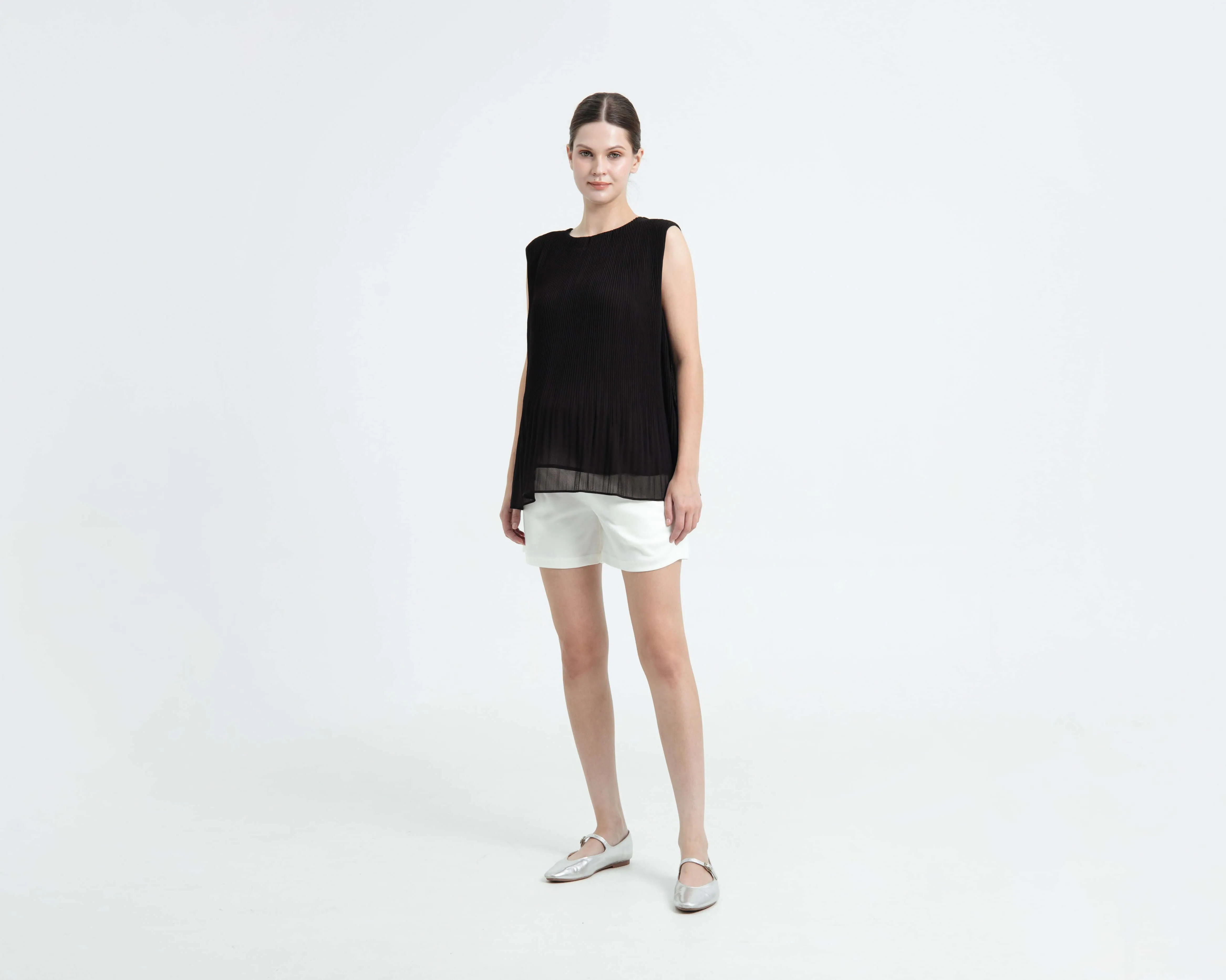 White Airy Bamboo Maternity Shorts