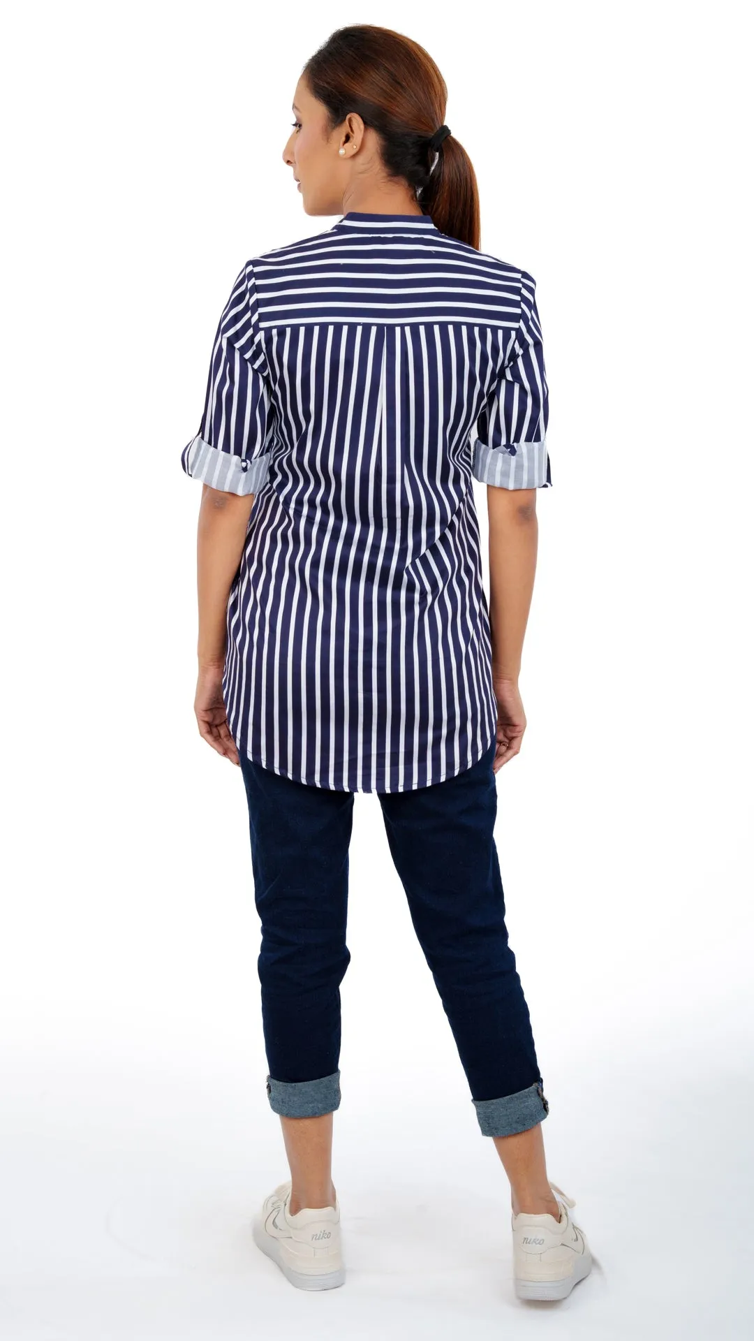 White Indigo Stripe