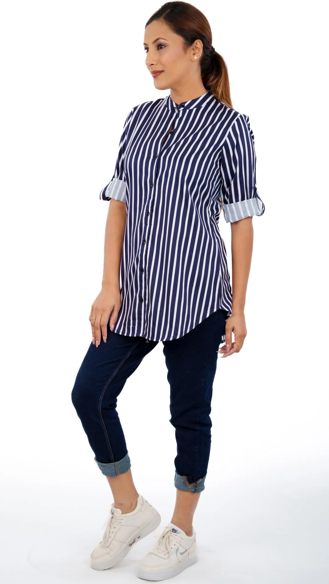 White Indigo Stripe