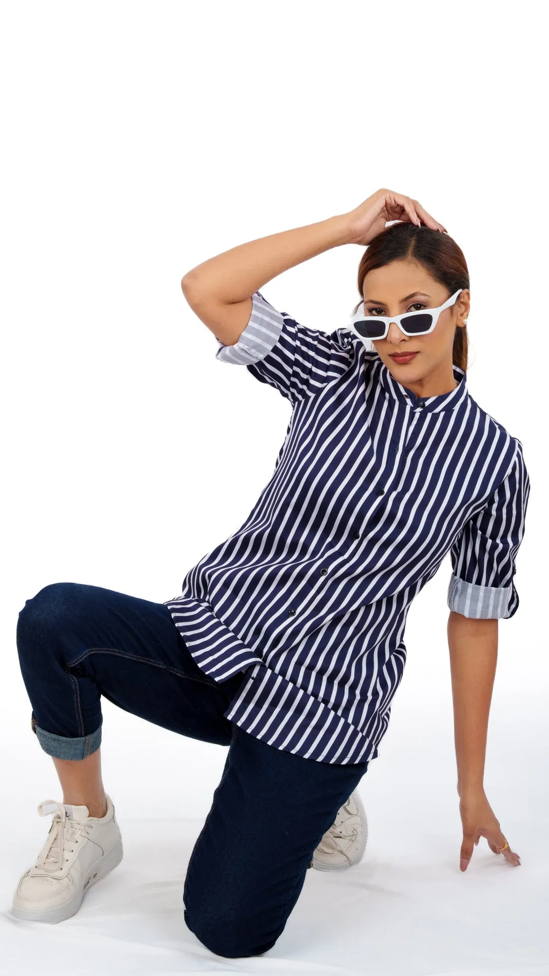 White Indigo Stripe