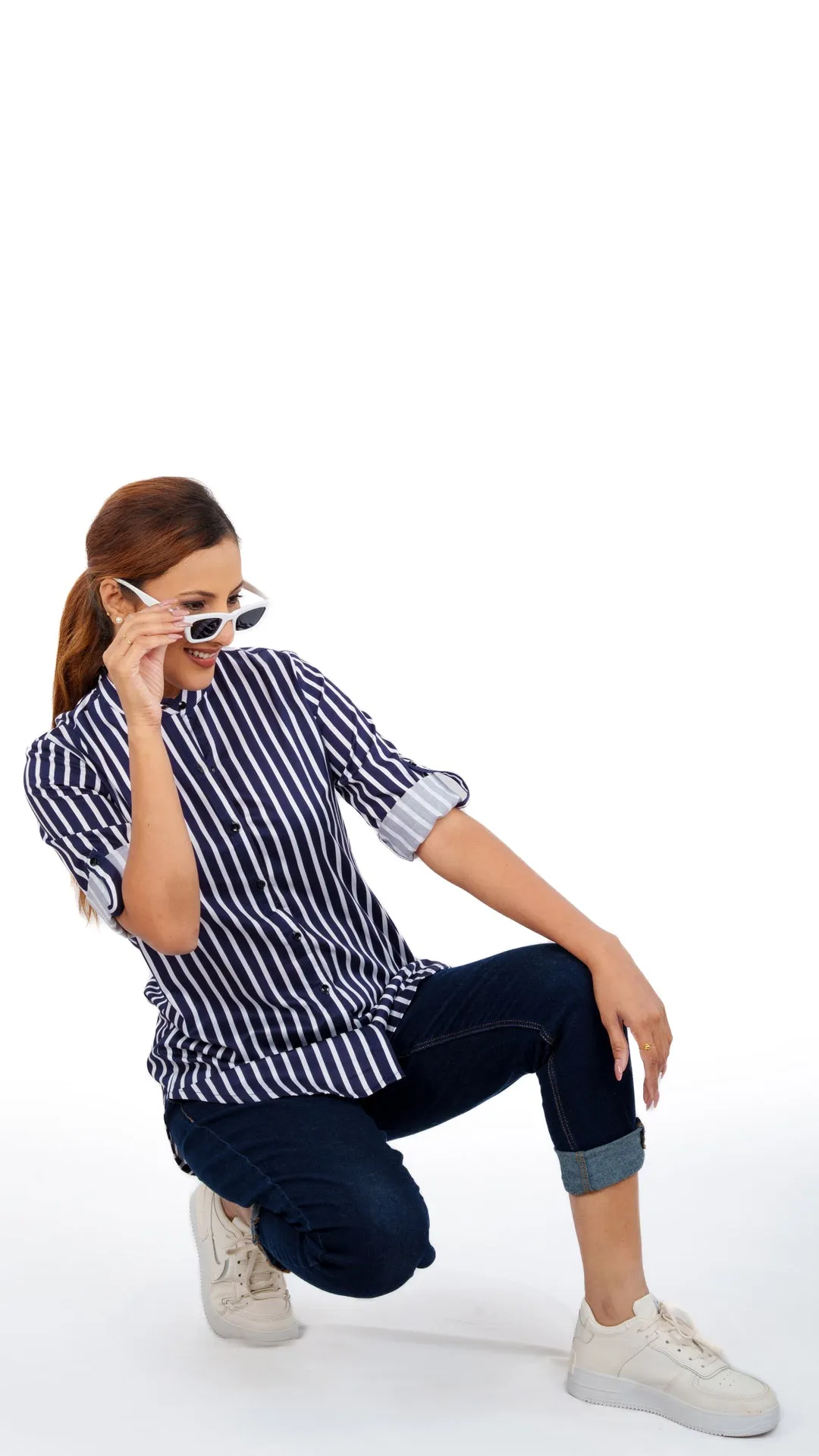 White Indigo Stripe
