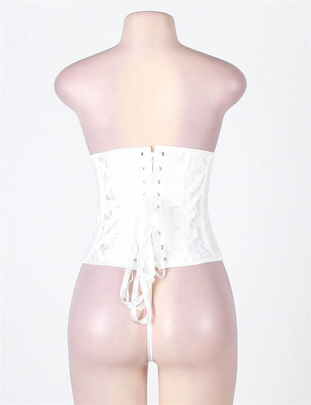 White Strapless Lace Corset Top with Panty