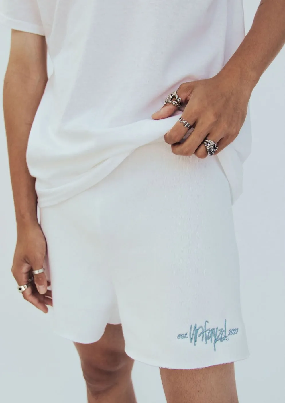 White Unfayzd Sweat Shorts