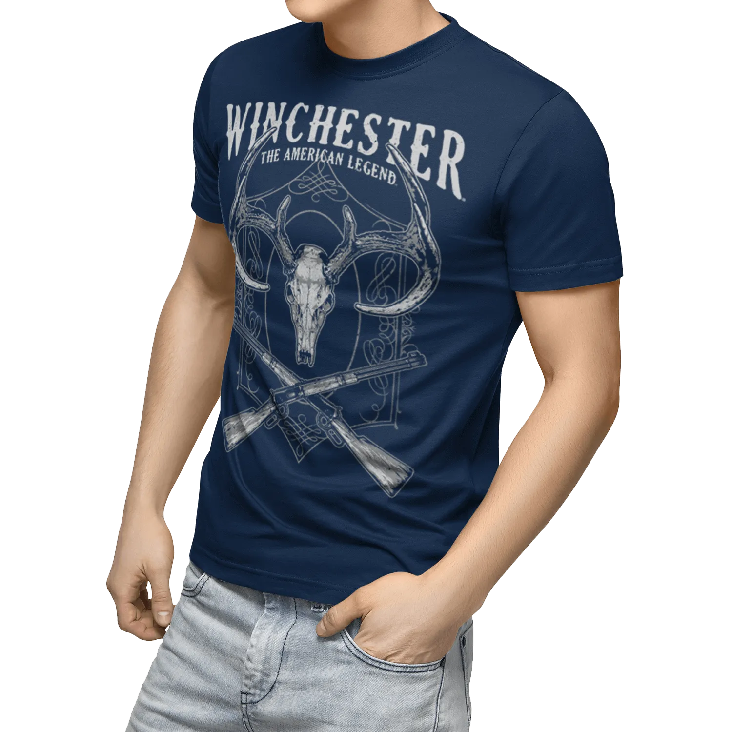 Winchester Pro -  Deer Skull Crossed Rifles - Short Sleeve T-Shirt