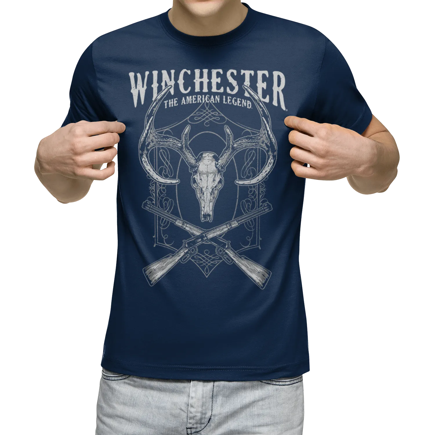 Winchester Pro -  Deer Skull Crossed Rifles - Short Sleeve T-Shirt