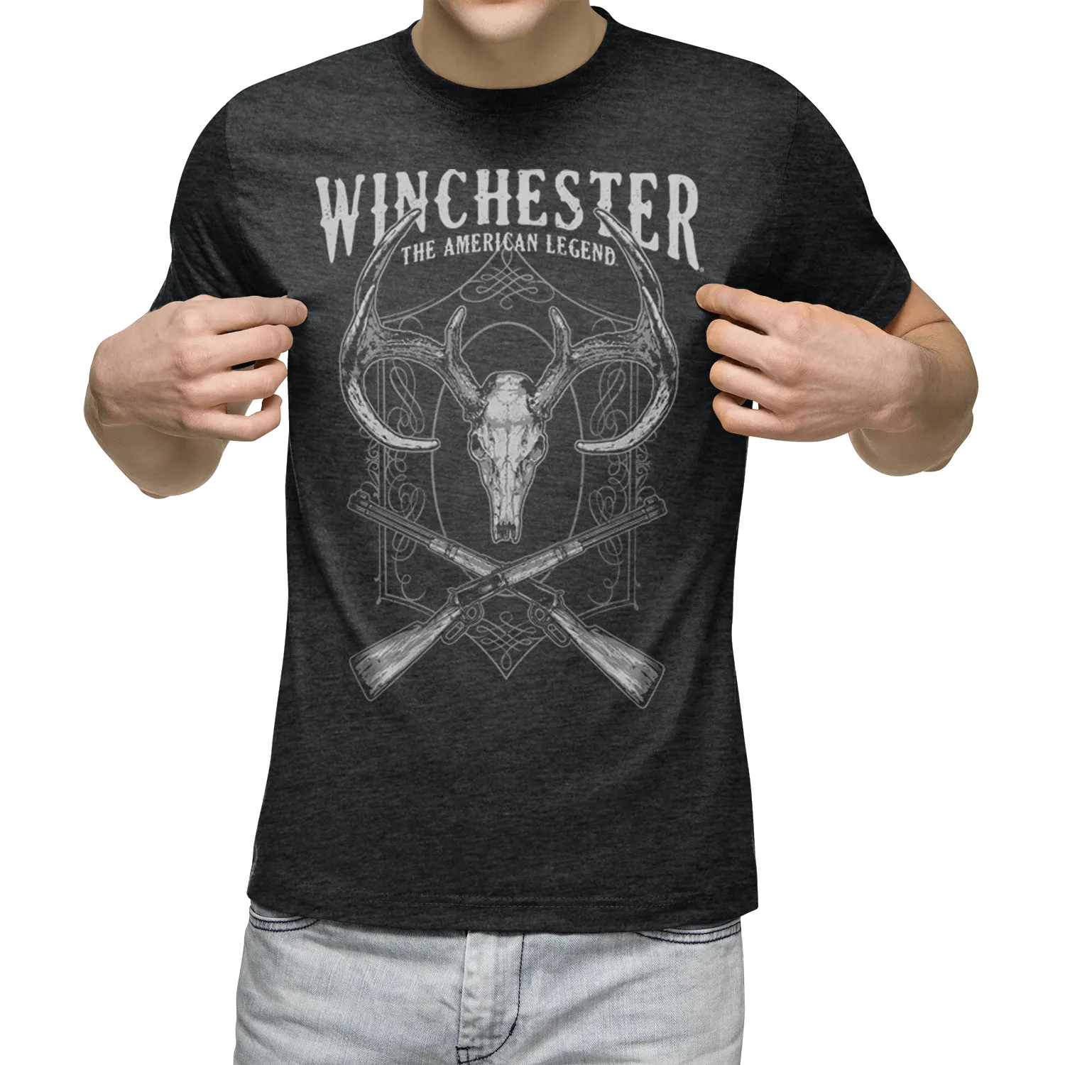 Winchester Pro -  Deer Skull Crossed Rifles - Short Sleeve T-Shirt