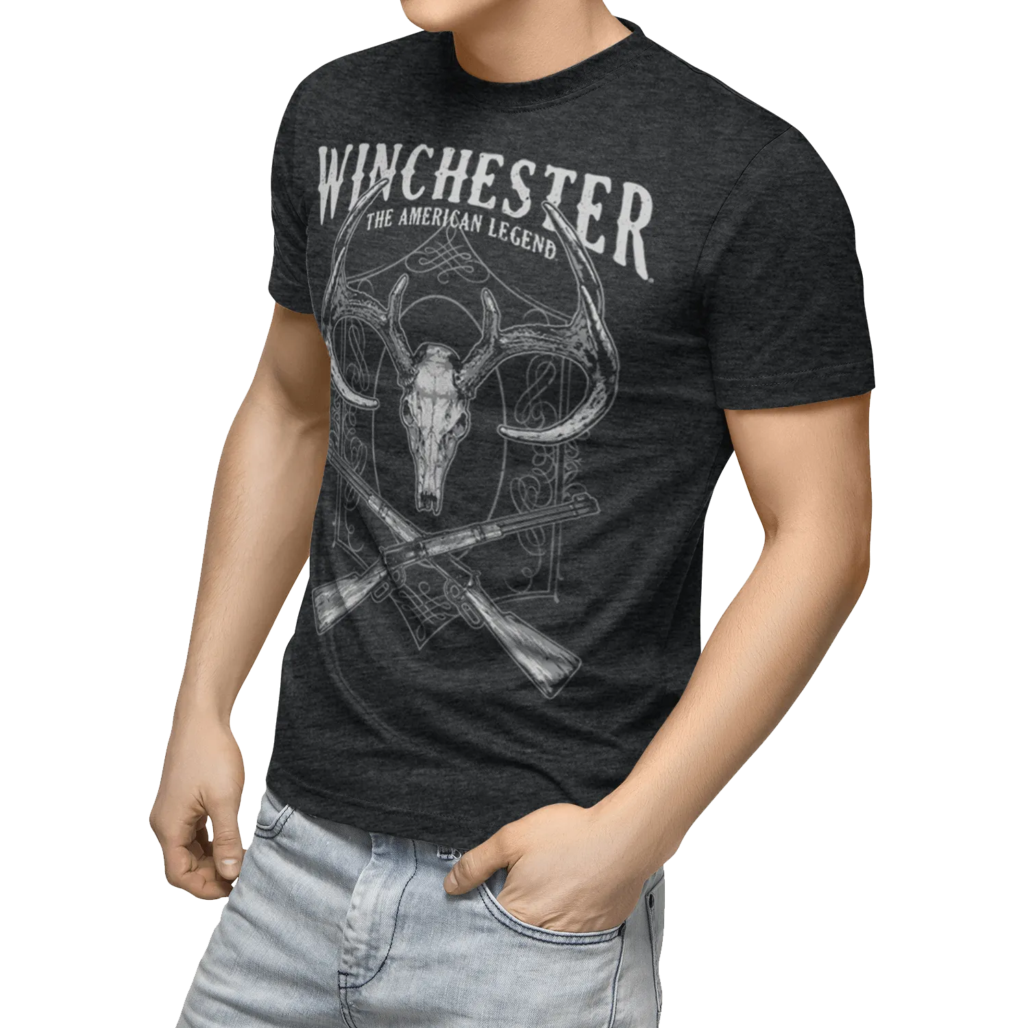 Winchester Pro -  Deer Skull Crossed Rifles - Short Sleeve T-Shirt
