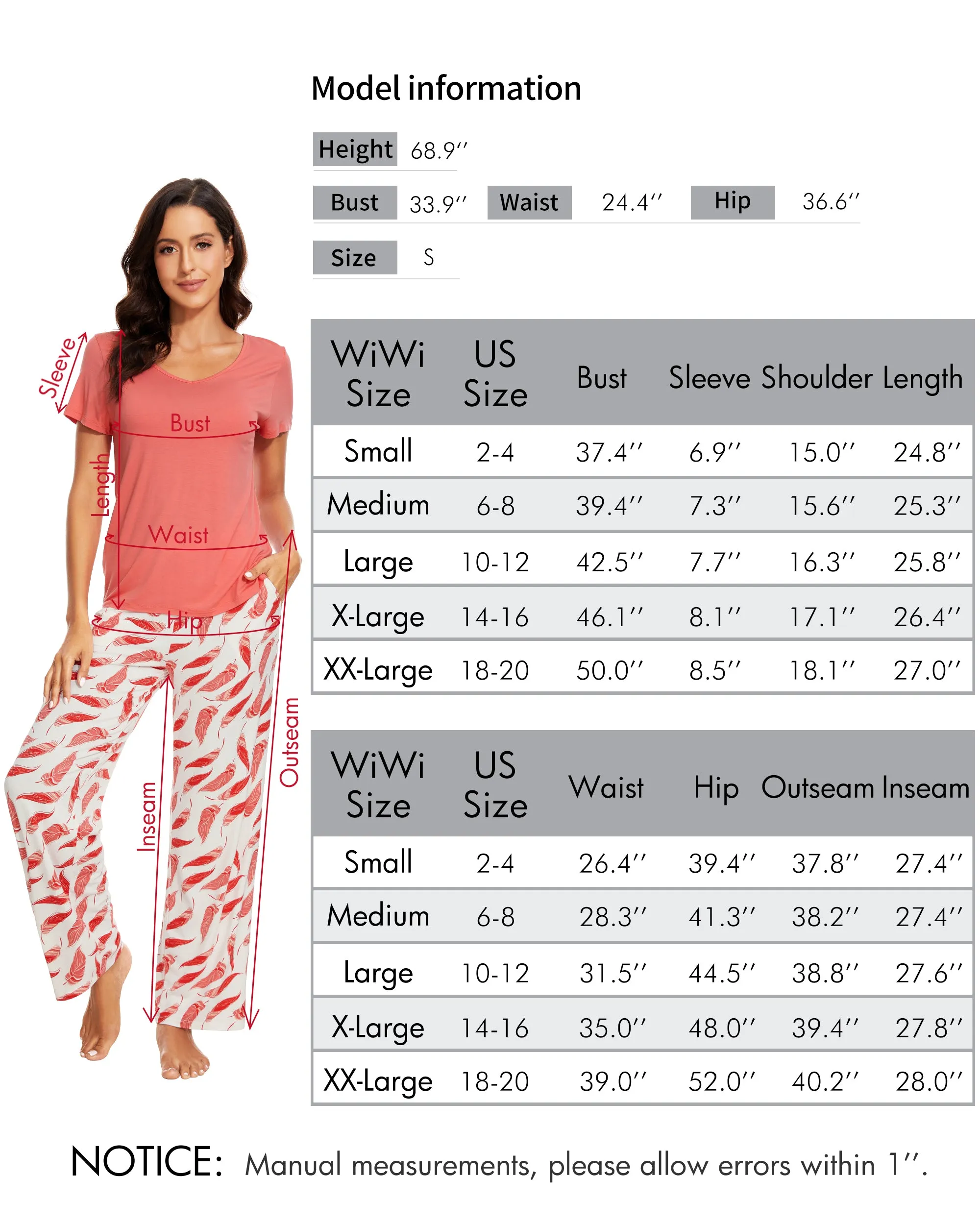 WiWi Soft Printed Pajama Sets for Women