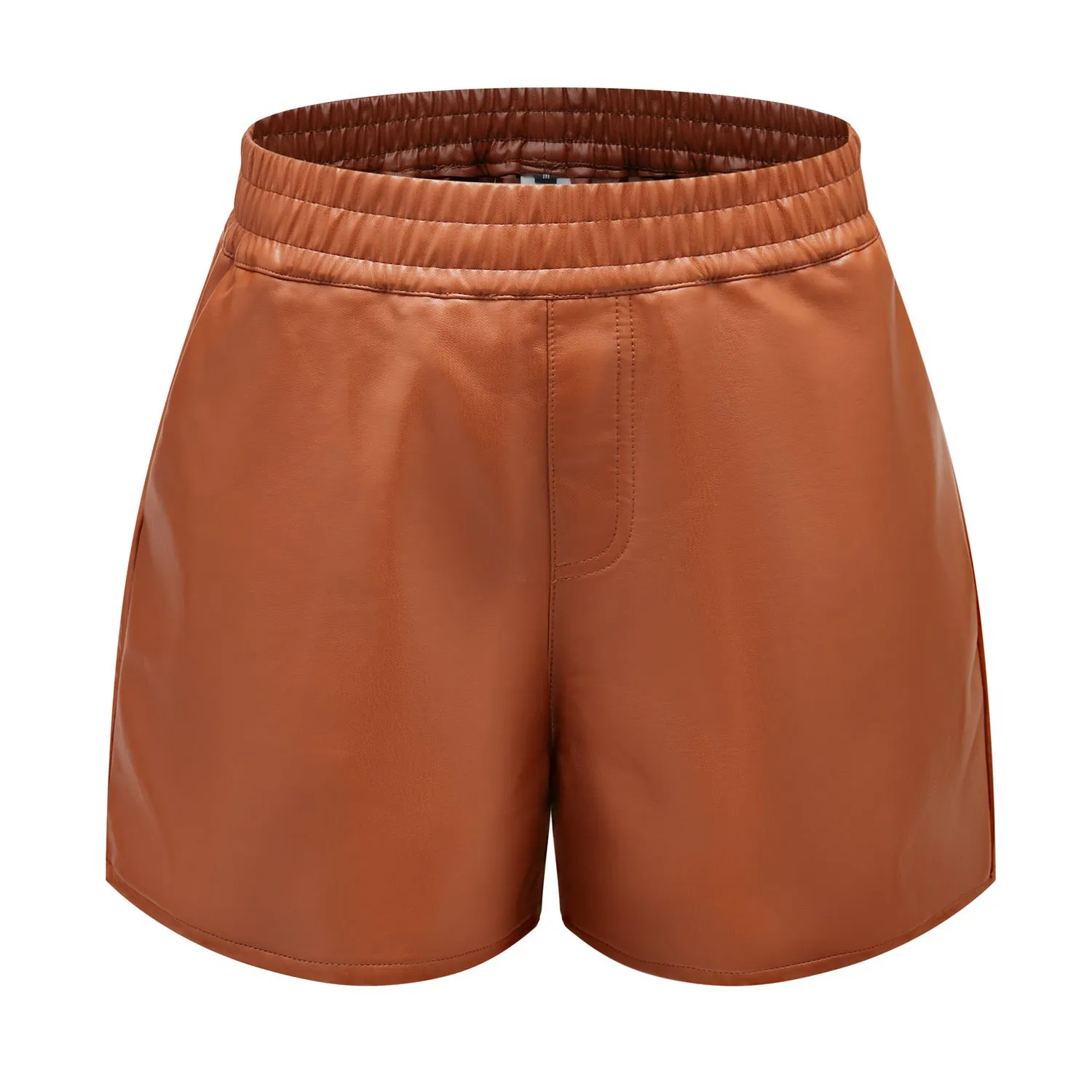 Women Simple Faux Leather Shorts