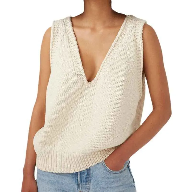 Women's Knit Sweater Vest Women Crop Y2K Sweater Vests V Neck Sleeveless JK Uniform Pullover Knitwear Tops K023