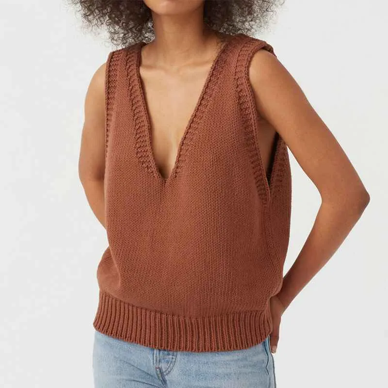 Women's Knit Sweater Vest Women Crop Y2K Sweater Vests V Neck Sleeveless JK Uniform Pullover Knitwear Tops K023