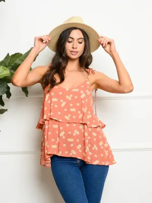 WOMEN'S V-NECK FLORAL LAYERED TANK TOP