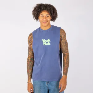 Yeah Nah Muscle Tank in Navy