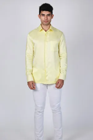 Yellow Linen Satin Collar Shirt
