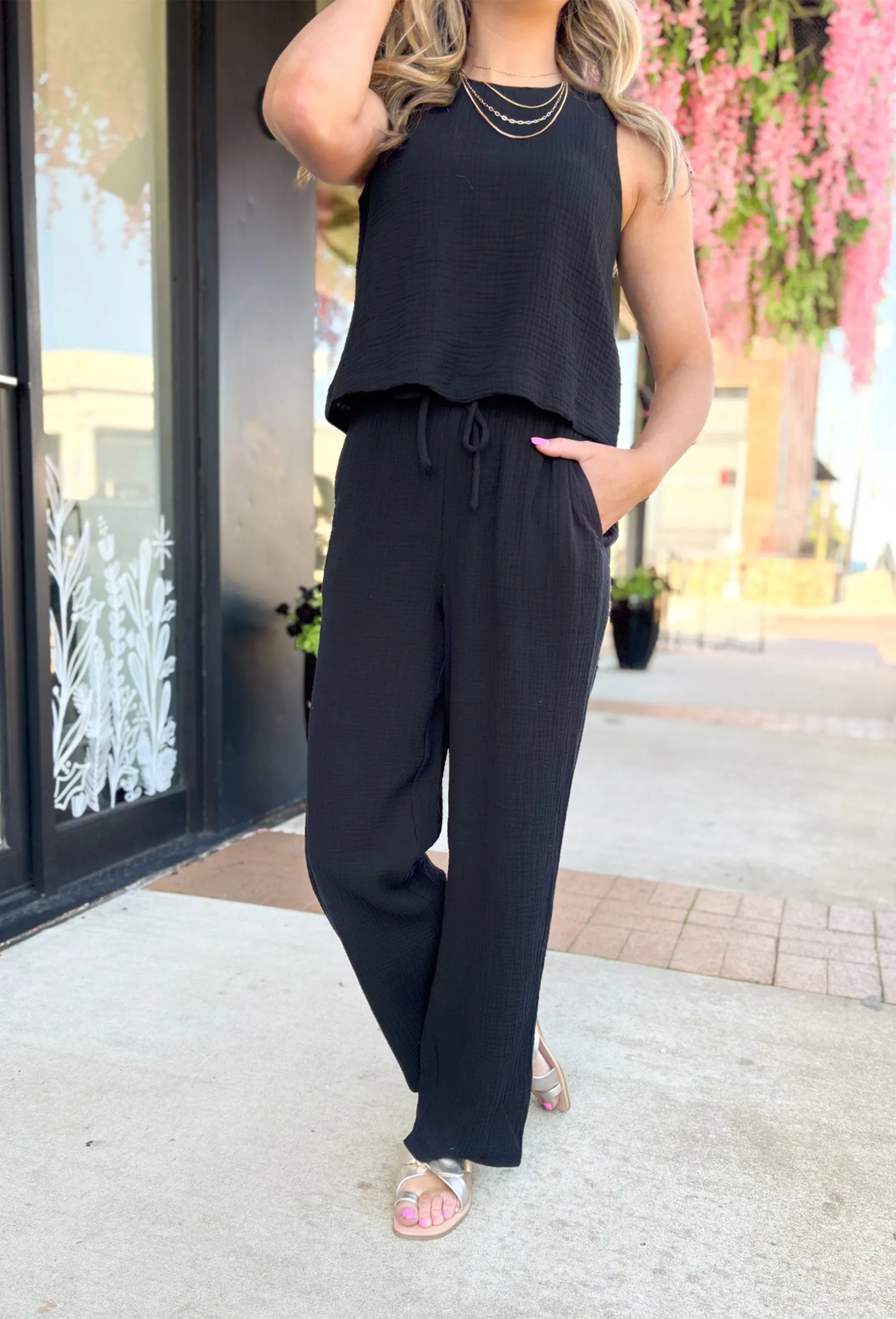 Z SUPPLY Bondi Gauze Pant in Black